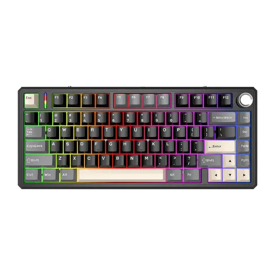 Teclado Gamer Fire Phoenix BK-F75 PRO Mecânico 75% Sem Fio RGB HotSwap com Switch Pink Gold Teclado Gamer Fire Phoenix BK-F75 PRO Mecânico 75% Sem Fio RGB HotSwap com Switch Pink Gold