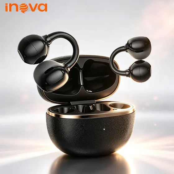 Fone de Ouvido Inova Open-Ear Bluetooth para Esportes com Controle Tátil e Bateria de Longa Duração Fone de Ouvido Inova Open-Ear Bluetooth para Esportes com Controle Tátil e Bateria de Longa Duração