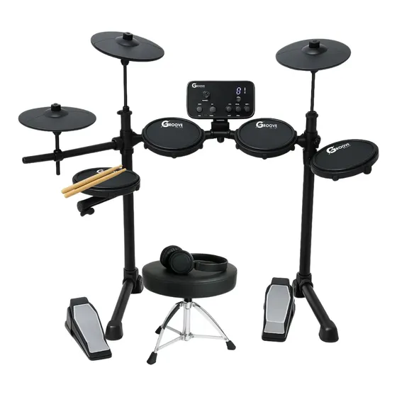 Bateria Eletrônica Estudante Groove Edg100 Usb + Banco Fone
