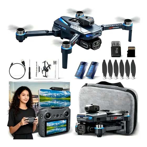 Drone Gt8 Profissional 4k Gps Tela No Controle 2 Baterias