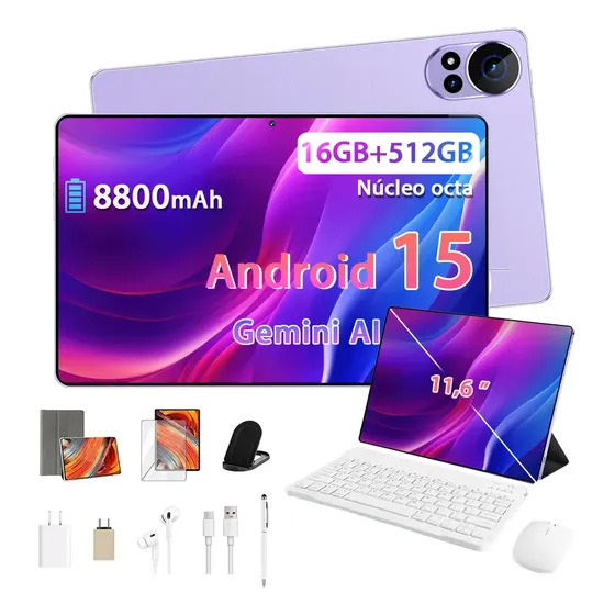 Tablet Android 15 Hancdon 512gb 16gb Ram 11.6 Para Estudo E Trabalho Cor Roxo