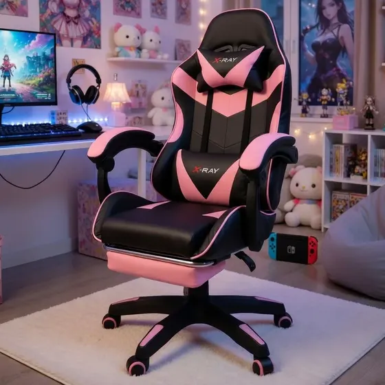 Cadeira Gamer Ergonômica Escritório Apoio Pés Reclinavel Top
