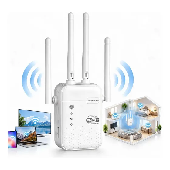 Repetidor De Sinal Wifi Dual Band 1200mbps 4 Antenas