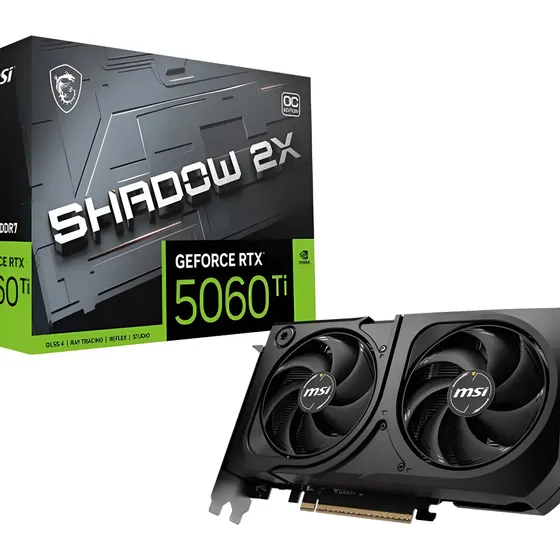 Placa de Vídeo MSI GeForce RTX 5060 Ti 8G SHADOW 2X OC PLUS NVIDIA GeForce, 8GB GDDR7, 128-bit - G506T-8S2CP