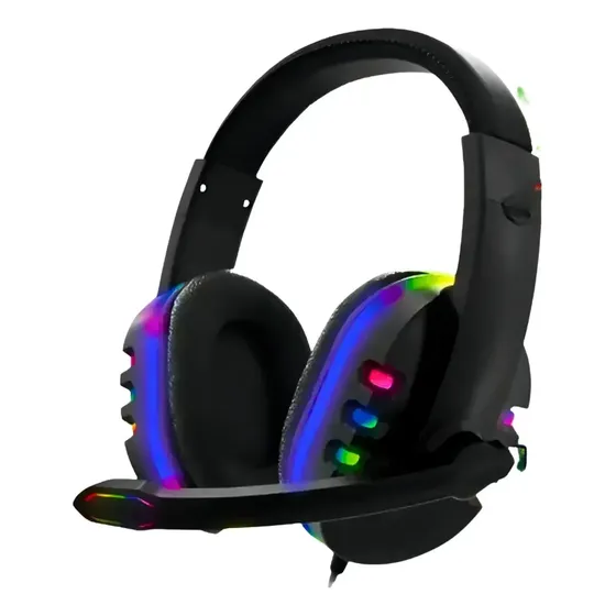 Headset Gamer Usb 7.1 Rgb Lehmox Com Microfone E Controle Preto/azul