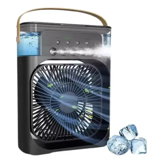 Mini Ar Condicionado Umidificador Ventilador Portátil 4 Em 1 Cor Preto