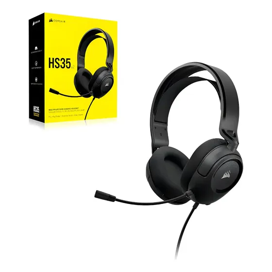 Headset Gamer Corsair HS35 V2, Multiplataforma, Drivers 50mm, Preto Headset Gamer Corsair HS35 V2, Multiplataforma, Drivers 50mm, Preto
