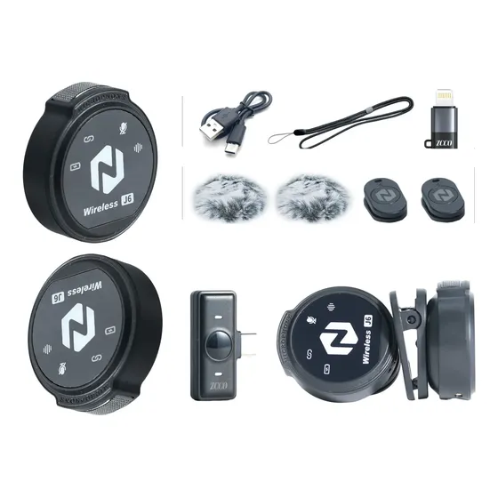 Microfone Lapela Magnética Duplo Zcco J6 Anti-ruído Typec Microfone Lapela Magnética Duplo Zcco J6 Anti-ruído Typec