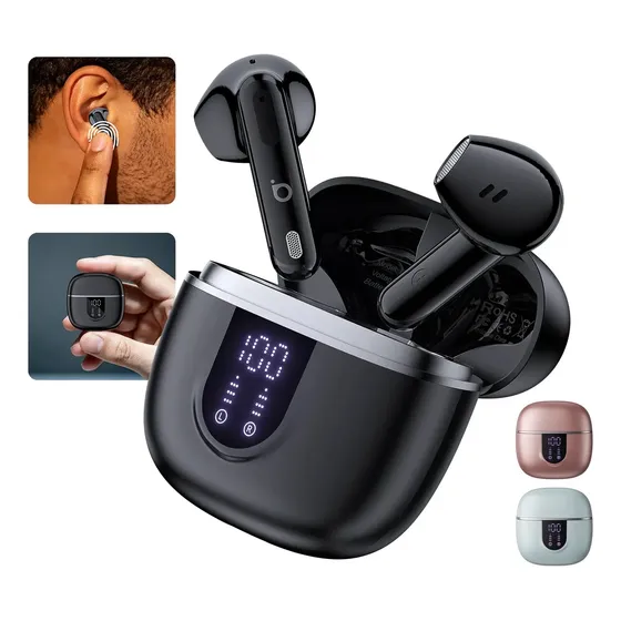 Fone de Ouvido Basike In-ear TWS Bluetooth 5.4, com Microfone e Redução de Ruído, até 45h de Bateria, à Prova D'água IPX5 para Esporte Fone de Ouvido Basike In-ear TWS Bluetooth 5.4, com Microfone e Redução de Ruído, até 45h de Bateria, à Prova D'água IPX5 para Esporte