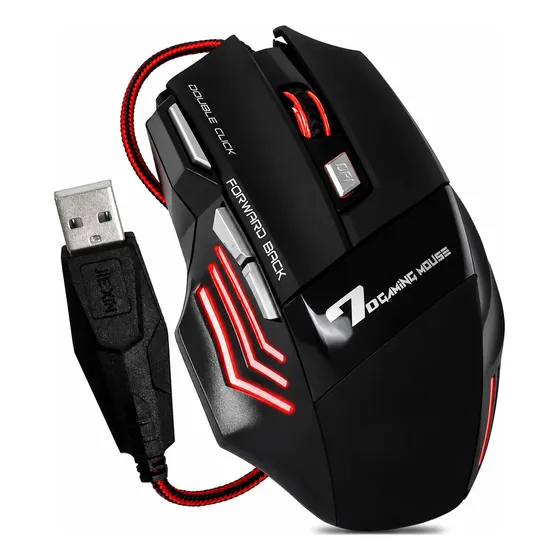 Mouse Gamer Optico 2400dpi Led Rgb Usb 6 Botões Profissional