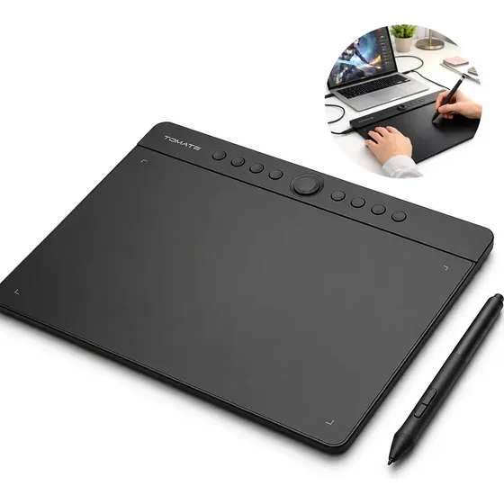 Mesa Digitalizadora 16k De Pressão Caneta 5080 Lpi 9 Teclas Preto