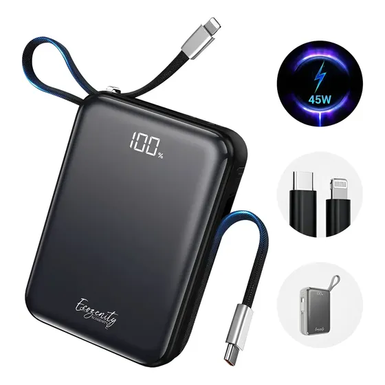 Powerbank 20000mah 45w Pb Carregamento Rápido 2 Tipos De Cab