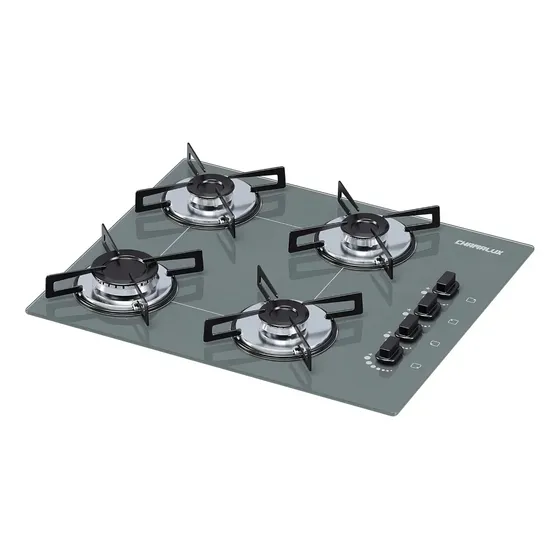 Cooktop 4 bocas Chamalux Ultra Chama Bivolt Trempe de Chapa Prata