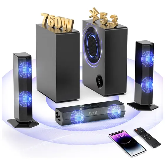 Soundbar Caixa Som 780w 2 Subwoofer Home Theater Bluetooth