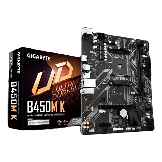 Placa-mãe Gigabyte B450m K, Amd Am4, Matx, Ddr4, Preto