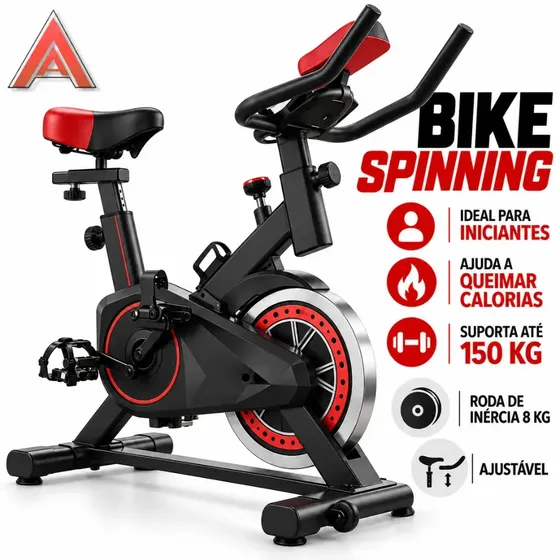 Bicicleta Ergométrica Bike Spinning Fitness Silenciosa Ajustável 8kg Inércia Treino em Casa Cardio Emagrecimento Academia Residencial