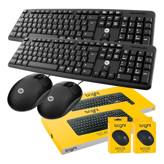 Combo 2 Kits Teclado E Mouse Usb Qwerty Português Brasil Combo 2 Kits Teclado E Mouse Usb Qwerty Português Brasil