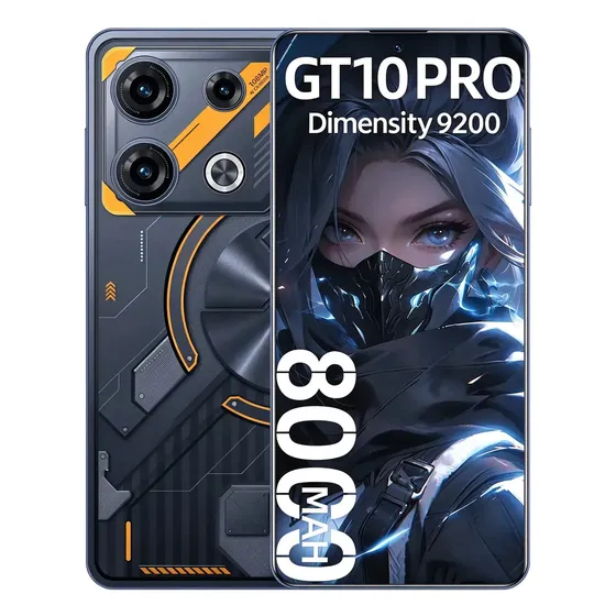 Smartphone GT 10 Pro 5G 16GB+512GB Dimensity 9200 Octa Core Android 16 Dual SIM Tela 6,82" Câmera 108 Mp + 32 Mp Bateria 8000mAh GPS NFC Bluetooth 5.4 Preto