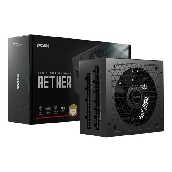 Fonte Gamer Pcyes Aether 850w Full Modular Cybenetics Gold Cor Preto