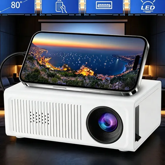 Mini Projetor Portátil Led Usb Controle Remoto Branco 110-240v