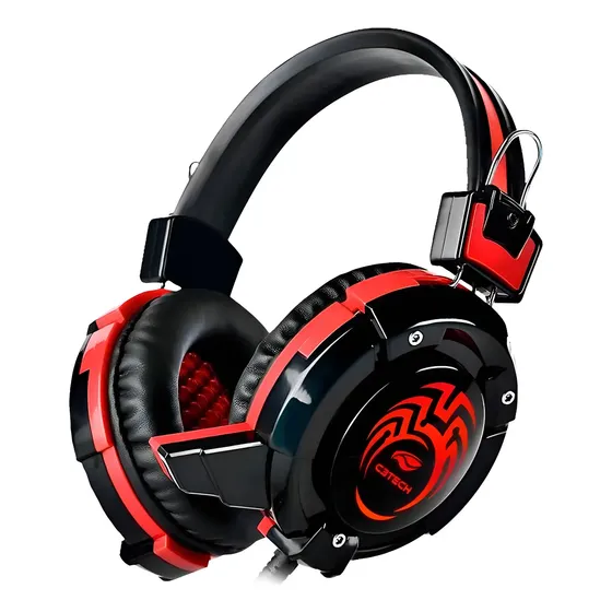 Headset Gamer C3Tech Ph-g10bk com Microfone P2 e LED Preto
