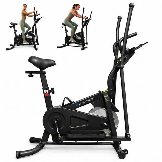 Bicicleta Ergométrica Elíptico 2 em 1 Residencial Silenciosa Compacta Para Apartamento Suporta Até 120kg Preto Bicicleta Ergométrica Elíptico 2 em 1 Residencial Silenciosa Compacta Para Apartamento Suporta Até 120kg Preto