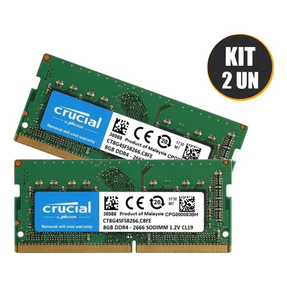 Kit Memória Notebook Ddr4 16gb 2666mhz (2x8gb) 1.2v Crucial
