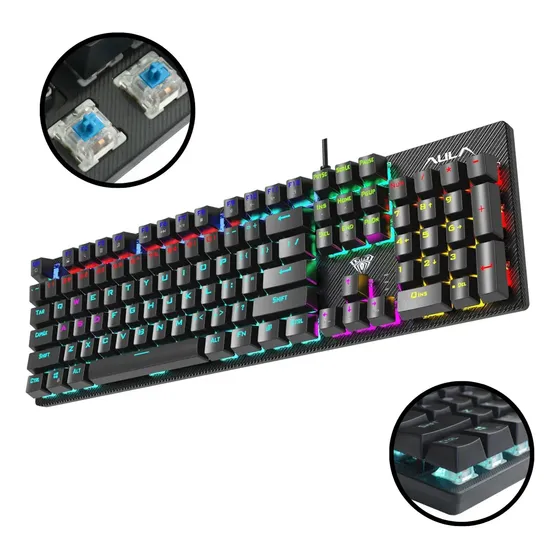 Teclado Gamer Mecânico Rgb Usb Switch Blue KRGD S2022
