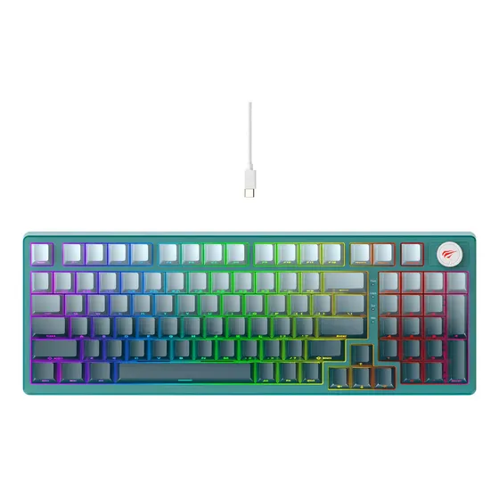 Teclado Gamer Havit Kb899l Mecânico Rgb Verde Idioma Inglês Internacional