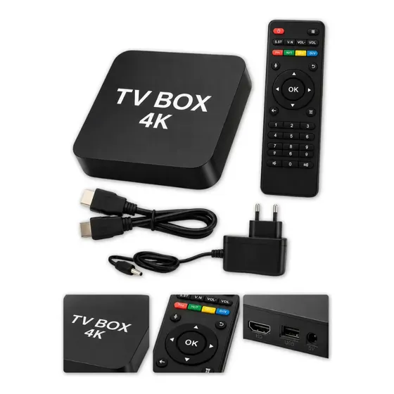 Smart Tv Box Android 10 4k Wi-fi 2gb Ram 16gb Netflix Prime Preto Padrão iDeel