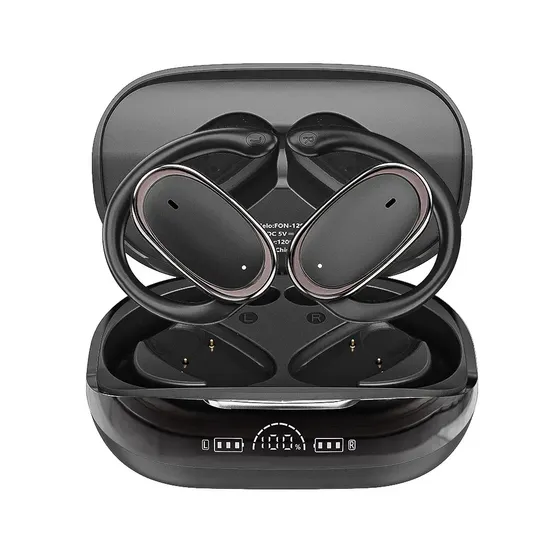 Fone de Ouvido Inova Open-Ear Bluetooth 6.0 com Gancho Esportivo e Display LED