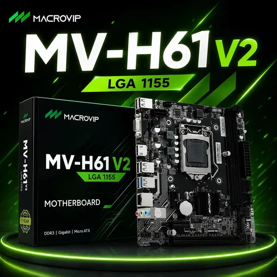 Placa Mãe Macrovip MV-H61 V2 DDR3 LGA 1155 HDMI VGA Placa Mãe Macrovip MV-H61 V2 DDR3 LGA 1155 HDMI VGA