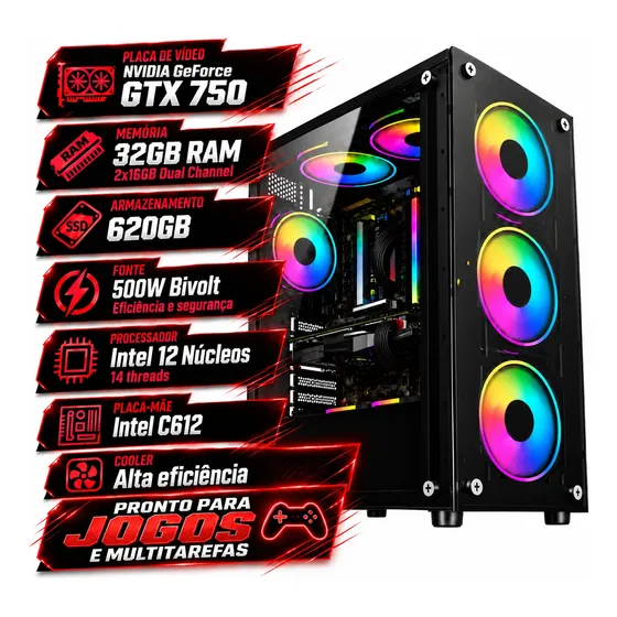 Pc Gamer Cpu Intel 12 Nucleos 32gb De Ram Nvidia Gtx Ddr5