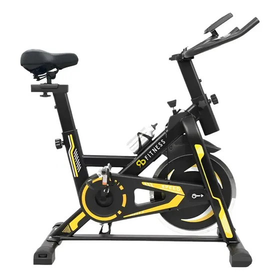 Bicicleta Ergométrica Spinning Mecanica Roda Inércia 13kg Rb Preto/amarelo