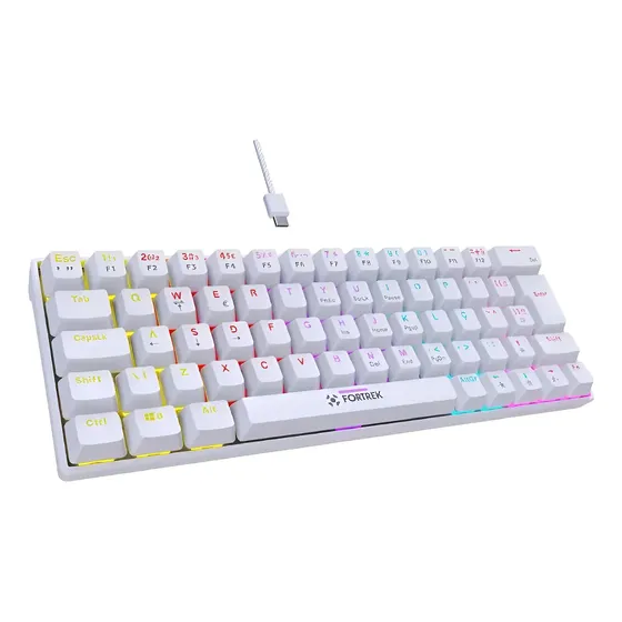 Teclado Mecânico Fortrek Gravity 65 Rainbow Sw Red Branco