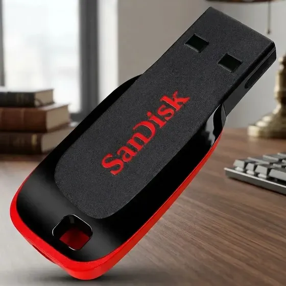 Pen Drive SanDisk Cruzer Blade 8GB USB 2.0 Preto e Vermelho