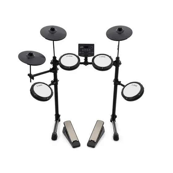 Bateria Eletrônica Spring S-pro 07 7 Peças 165 Sons Usb Midi Com Mesh Head E Baquetas