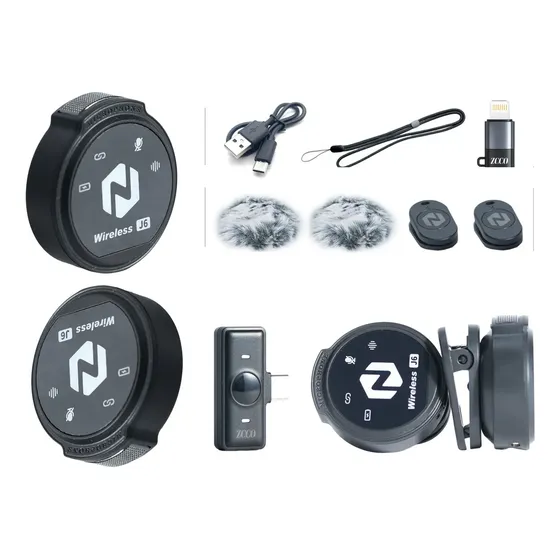 Zcco J6-f Microfone Lapela Sem Fio Type C +lightning 2interf