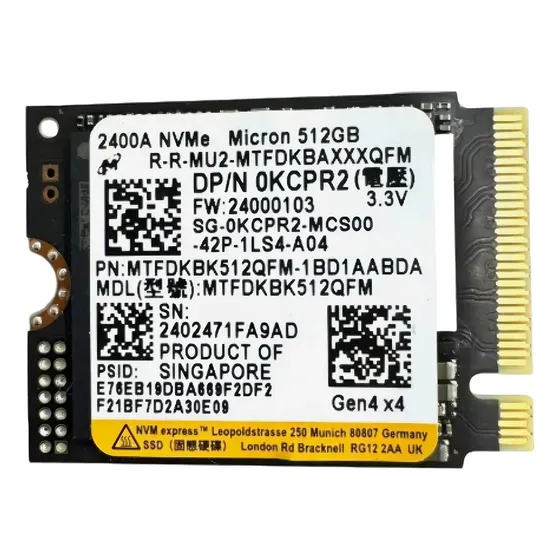 Ssd M.2 Nvme 512gb Pcie 2230 Gen4 X4 2400a Micron Cor Preto
