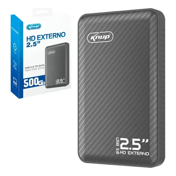 Hdd Externo Knup 500gb Usb 3.0 Slim Portátil Pc Ps4/5 Xbox Preto
