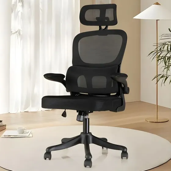 Cadeira De Escritório Com Apoio De Lombar 3d Duoffice Du330 Cor Preto Material do estofamento Algodão