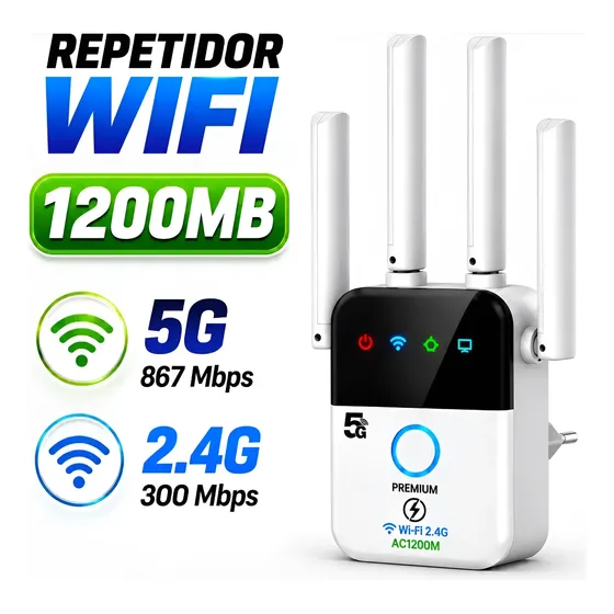 Repetidor Roteador De Wi-fi 1200mbps Dual Band 5g 4 Antenas