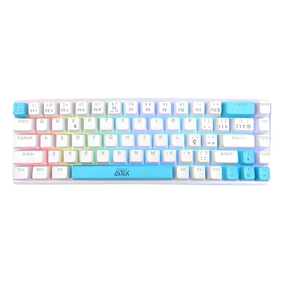 Teclado Mecânico Gamer 68 Teclas Rgb Compacto Pc Notebook Cor De Teclado Branco