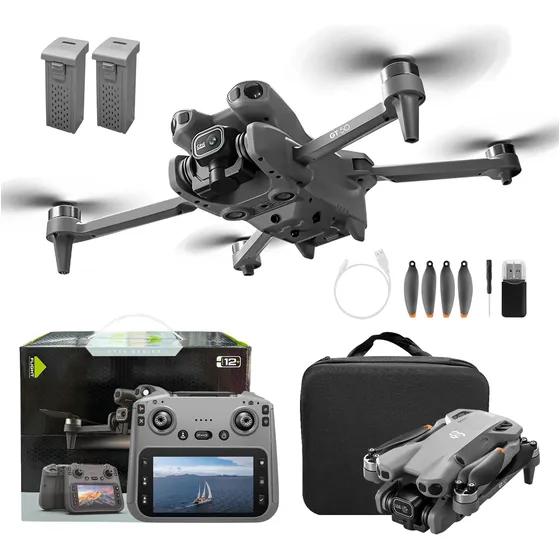 Drone Gt50 Controle Com Tela Câmera 4k Brushless 2 Baterias