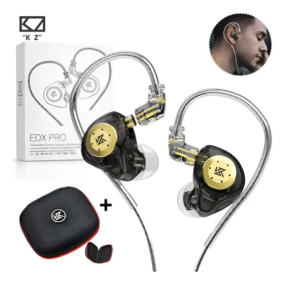 Fone De Ouvido Retorno Palco Kz Edx Pro Dj In-ear + Case Preto Fone De Ouvido Retorno Palco Kz Edx Pro Dj In-ear + Case Preto