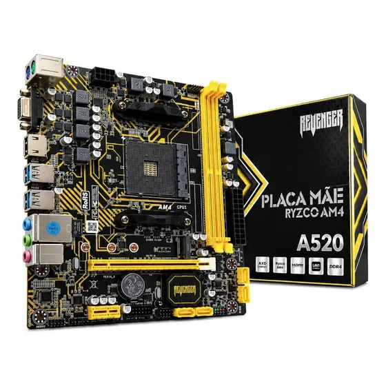 Placa Mãe Gamer A520 Am4 Ryzen Ddr4 M.2 Nvme Micro Atx Placa Mãe Gamer A520 Am4 Ryzen Ddr4 M.2 Nvme Micro Atx