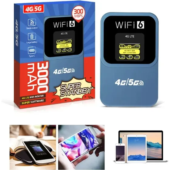 //roteador Wifi Portátil 4g Lte 300mbps Tela Lcd 8