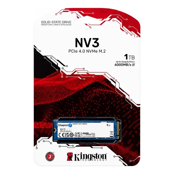 Unidade De Estado Sólido Kingston M.2 Nvme Pcie 4.0 Nv3 De 1