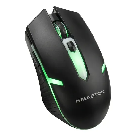Mouse Gamer Sem Fio Ms10 H'maston Rgb Tipo C Recarregável Preto