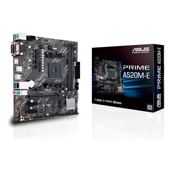 Placa-mãe Asus Prime A520m-e, Amd Am4, Matx, Ddr4, Preto